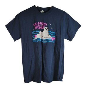 Gildan Girl Scouts Go Bright Ahead T Shirt Blue Medium Seal Short Sleeve Crew